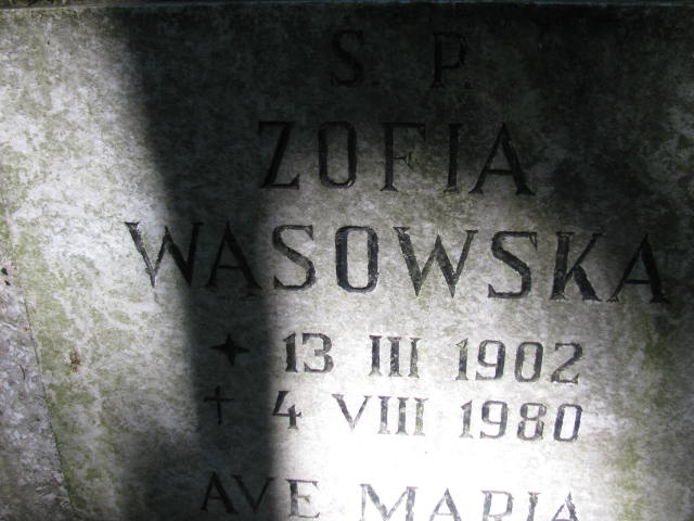 Zofia WĄSOWSKA 1902 Sopot - Grobonet - Wyszukiwarka osób pochowanych
