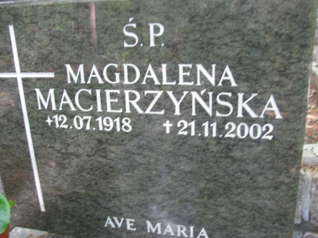 Magdalena MACIERZYŃSKA 1918 Sopot - Grobonet - Wyszukiwarka osób pochowanych