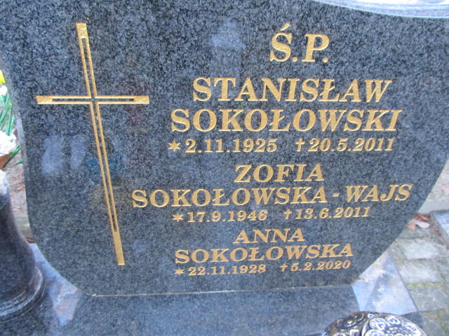 Zofia SOKOŁOWSKA-WAJS 1946 Sopot - Grobonet - Wyszukiwarka osób pochowanych