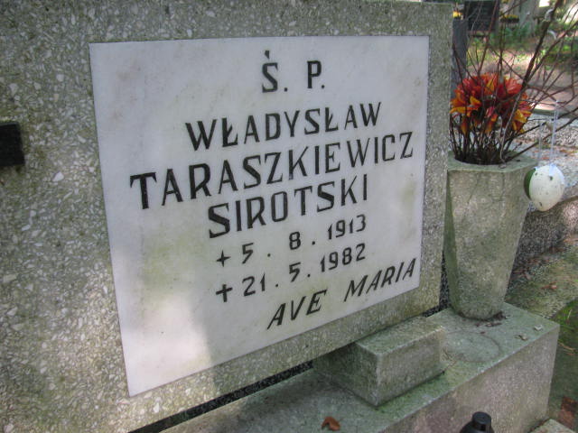 Władysław TARASZKIEWICZ-SIROTSKI 1913 Sopot - Grobonet - Wyszukiwarka osób pochowanych